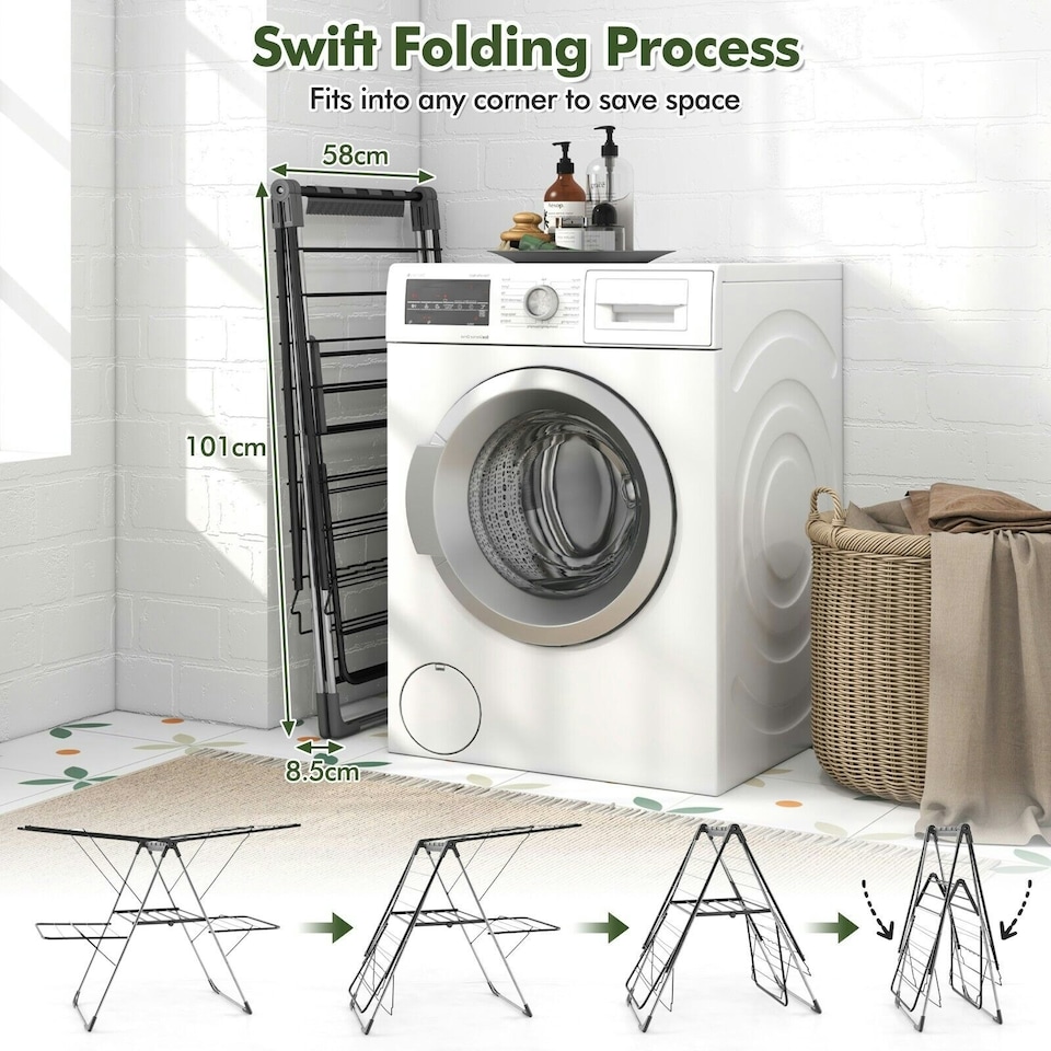 image 1 of COSTWAY 2-Tier Clothes Drying Rack Clothing Laundry Rack