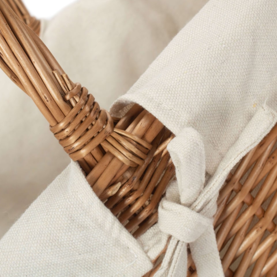 image 1 of Deluxe Butchers White Lined Wicker Basket | White | White