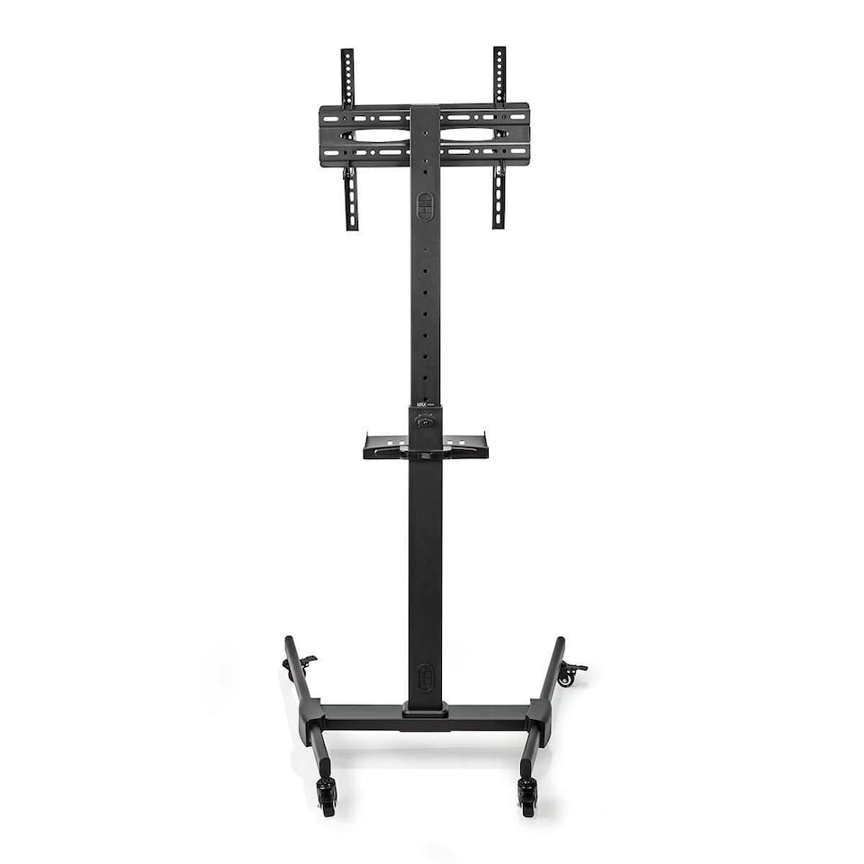 image 1 of Nedis TV Floor Presentation Meeting Stand Lockable Wheeled Trolley 32-55" up to 35 kg, Column Design, Adjustable, Snap-lock, AV Shelf - Black