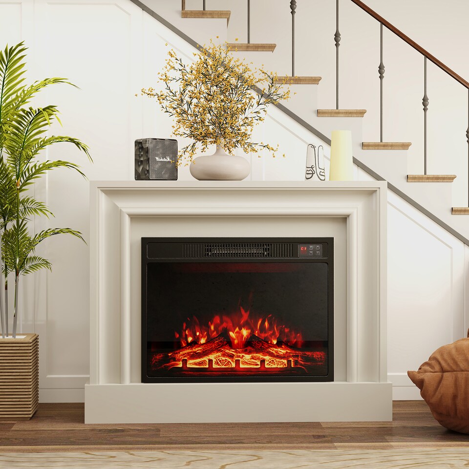 image 1 of COSTWAY Electric Fireplace 750W/1500W Fireplace Insert Black
