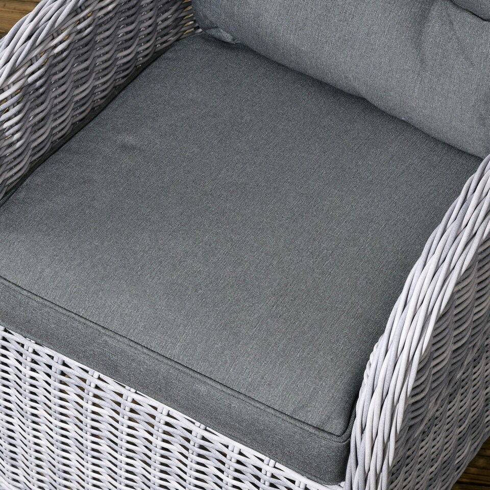 image 1 of Outsunny 4 PCs Outdoor Rattan Sofa Set, Wicker Sectional Sofa Set Mixed Grey