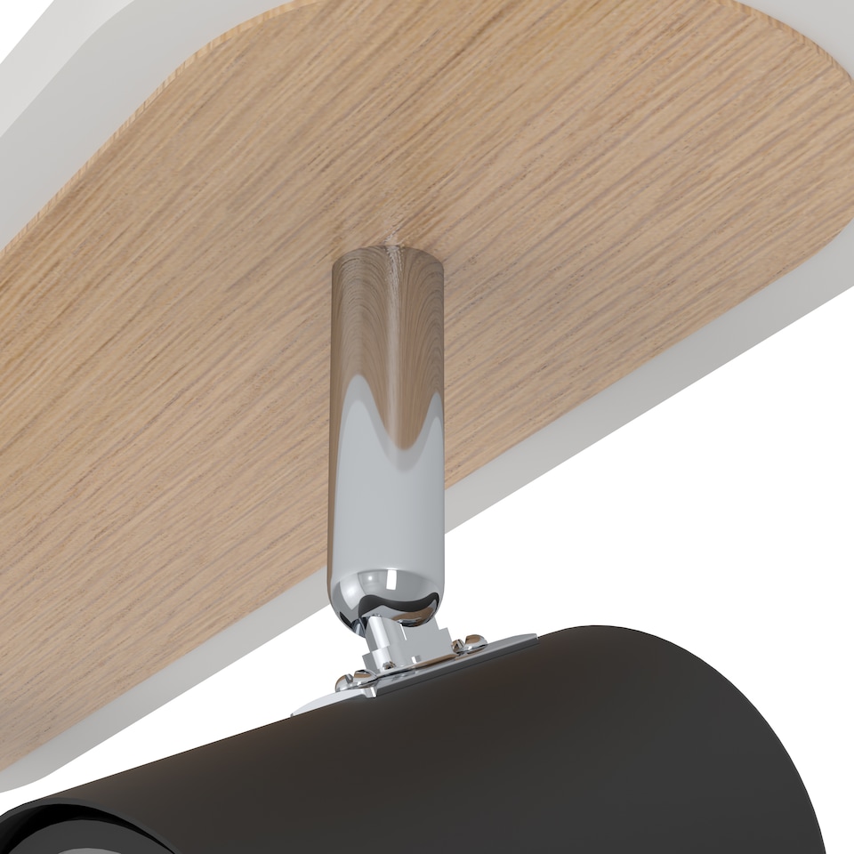 image 1 of EGLO Rimbocchi Natural Wood & Steel Modern 3 Light Spotlight