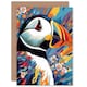 image 1 of Flowers Vibrant Colourful Puffin Birthday Card