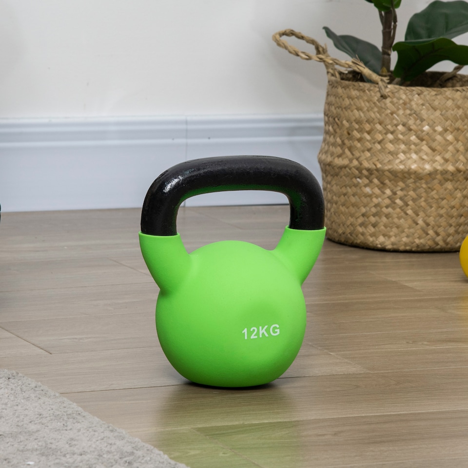 image 1 of HOMCOM Soft Kettlebell, Kettle Bell with Non-Slip Handle for Home Gym Weight Lifting and Strength Training | Green | Green