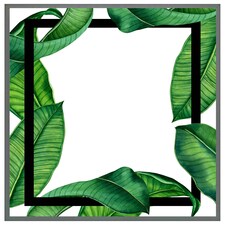Botanical & black border (Picture Frame) Grey | M