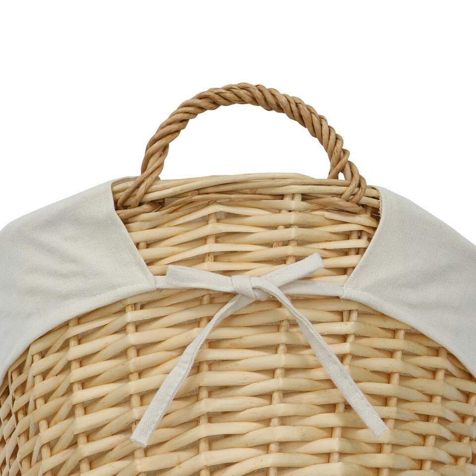 image 1 of JVL Hand Woven Acacia Oval Laundry Willow Storage Basket with Lining, Honey Finish Brown