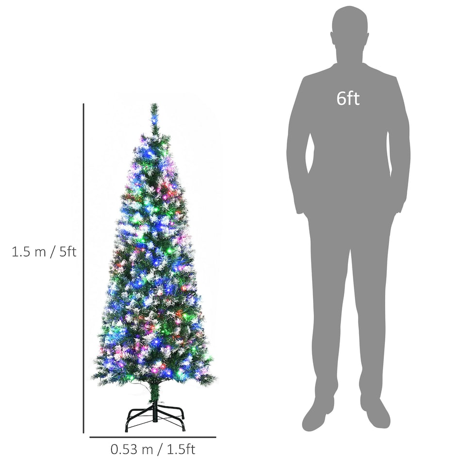 image 1 of HOMCOM 5FT Prelit Artificial Xmas Tree Holiday Décor w/ 250 Colourful LED Light