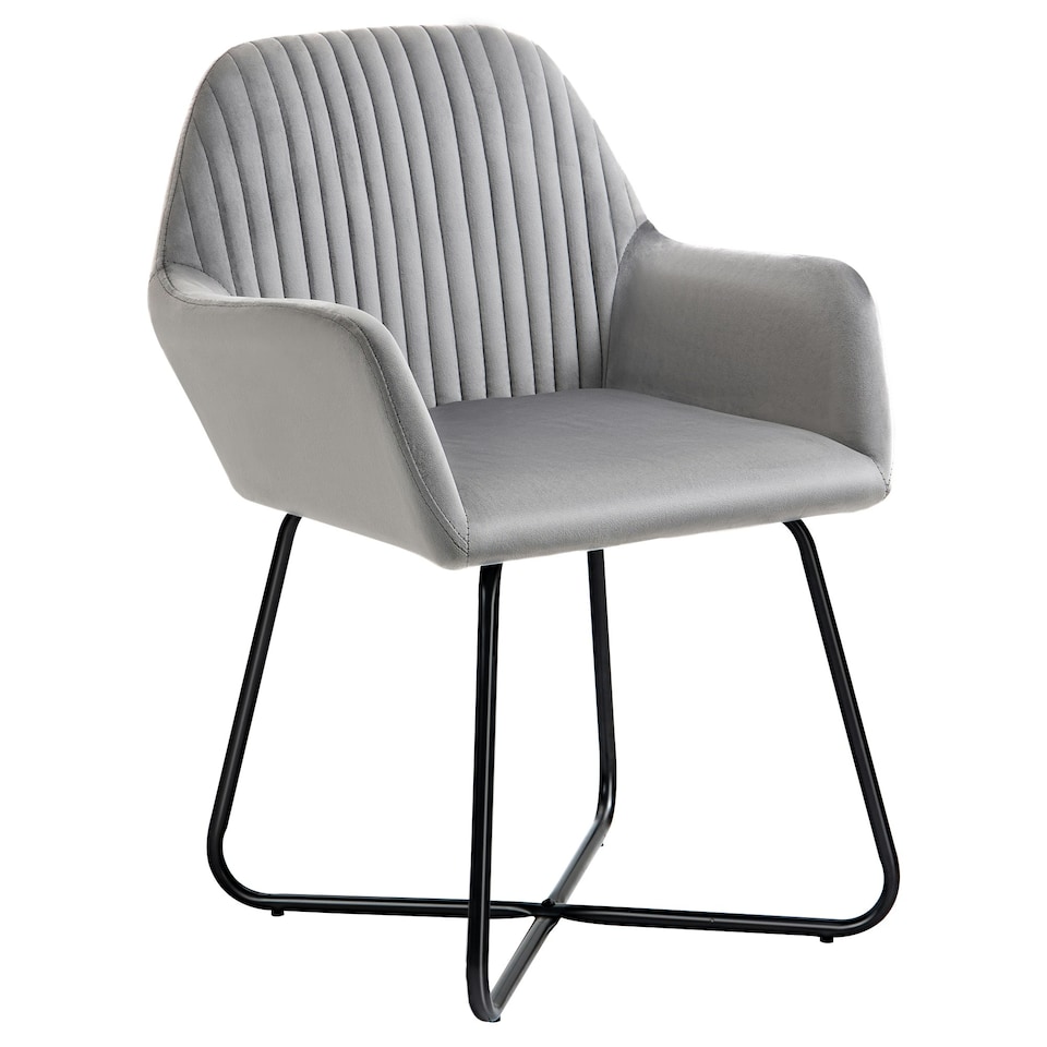 image 1 of HOMCOM Modern Accent Chair Velvet-Feel Upholstered Lounge Armchair Grey