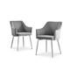 image 1 of Furniturebox 2x Calla Grey Velvet Dining Chairs with Silver Chrome Legs