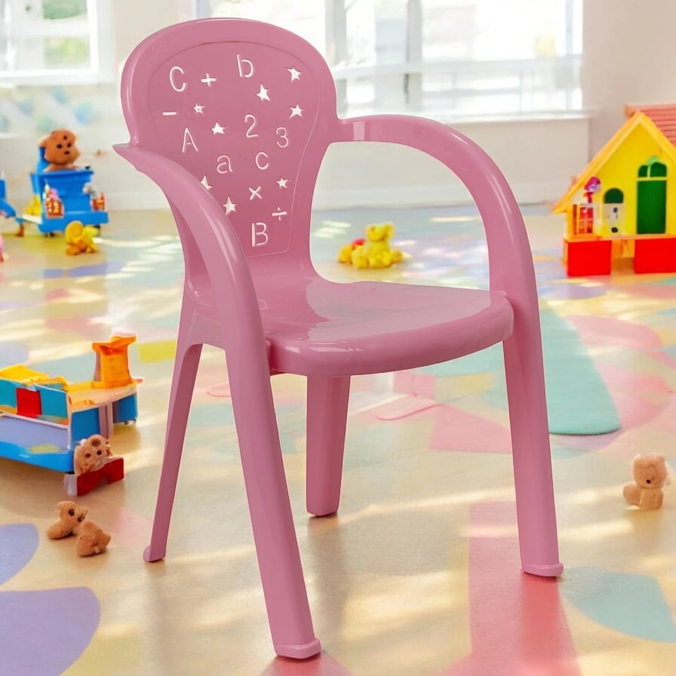 image 1 of Coloured Plastic Kids Chairs Stackable Nursery Indoor Outdoor Party Garden Play | Pink | 6 Pcs Pink | 6