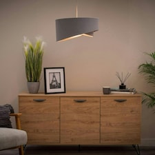 ValueLights Trekan Fabric Textured Grey Drum Ceiling Pendant Shade
