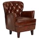 image 1 of Mocha Brown Button Back Armchair,Lounge Chair With Quilted Backrest,Metallic Studded Seat With Walnut Feet Brown