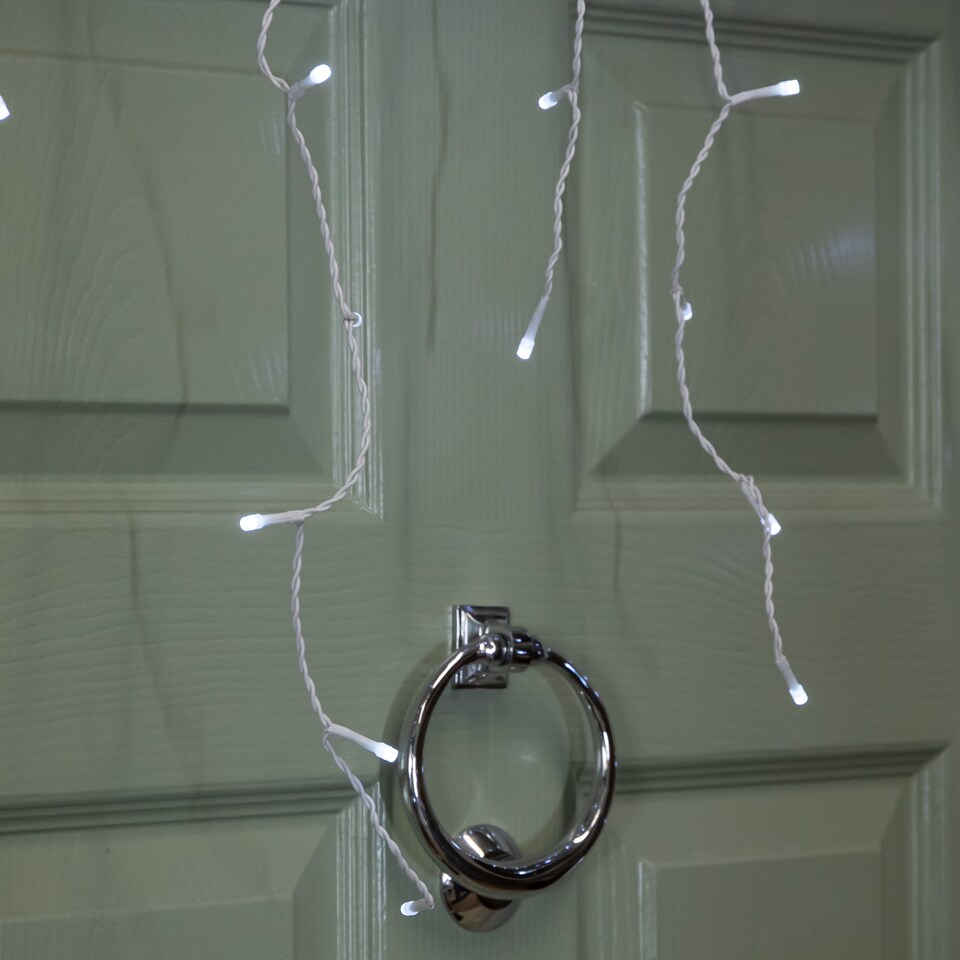 image 1 of 25m 1000 White LED Frosted Icicle Indoor Outdoor Christmas Lights with Timer