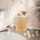 image 5 of GEEZY Round Bamboo Hamper Natural Laundry Basket Beige