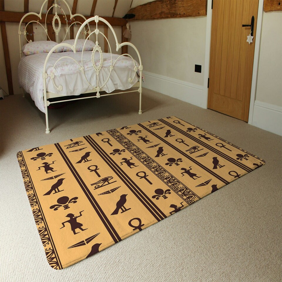 image 1 of Eye of Horus, Pharaoh, Flowers, Pyramid, Bird, Ankh (Rug) Multi | Medium: 80x150cm