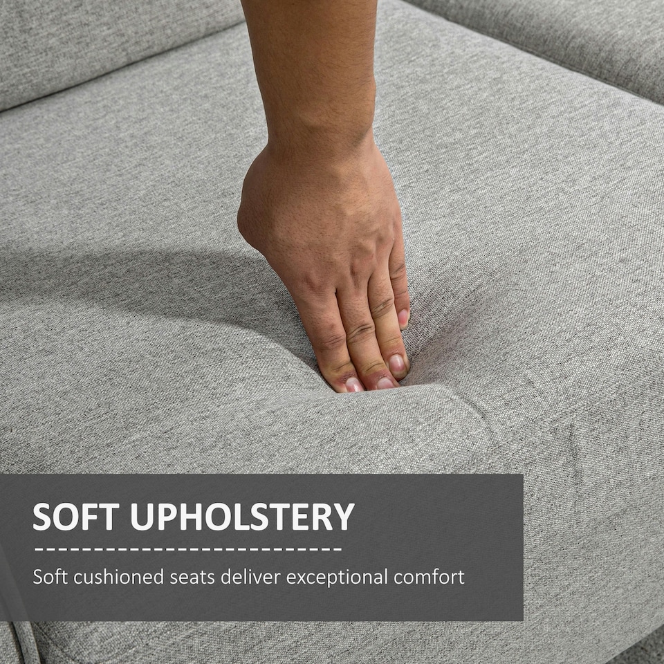 image 1 of HOMCOM Double Seat Sofa Linen Upholstery Loveseat Couch w/ Armrests, Light Grey