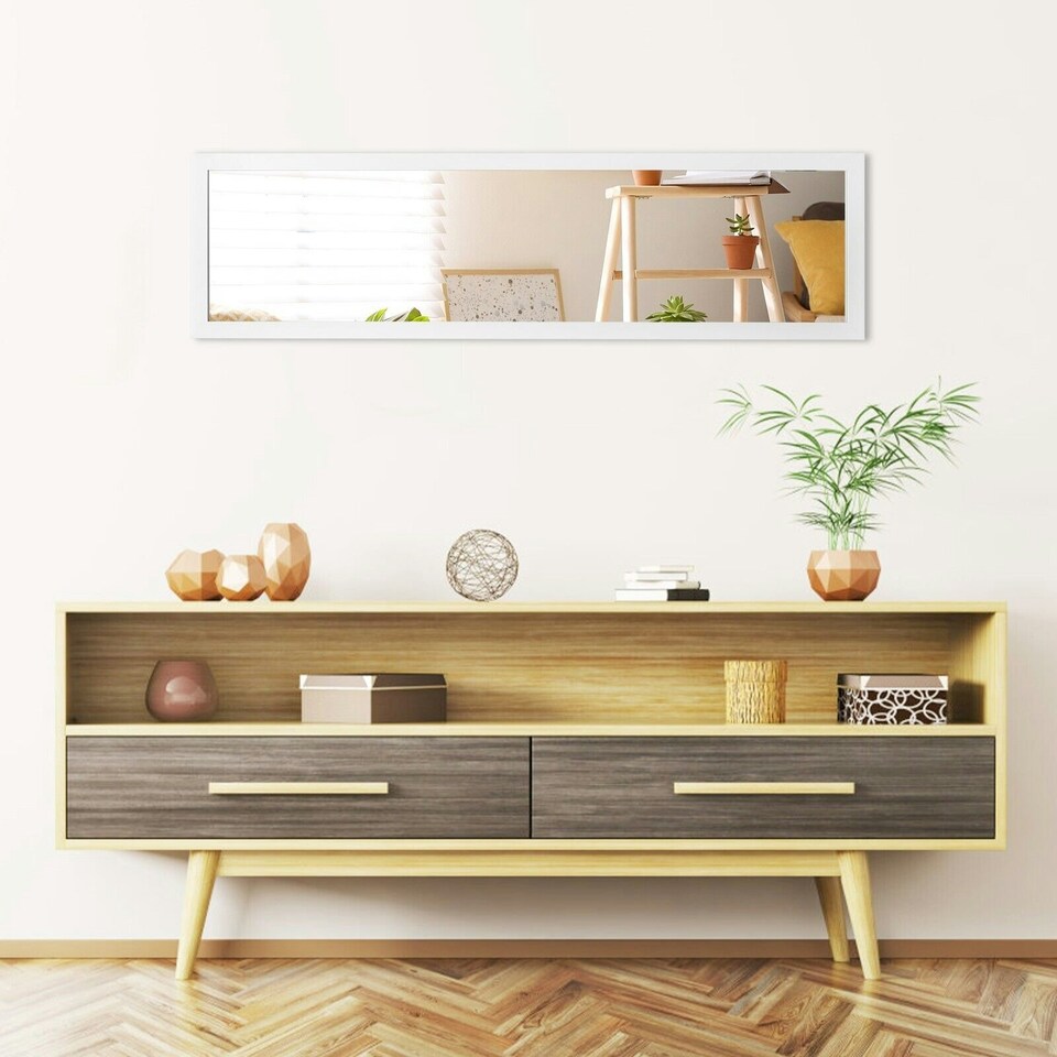 image 1 of COSTWAY Full Length Mirror Over the Door Wall Hanging White White