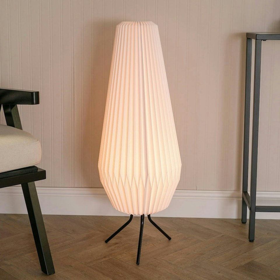 image 1 of ValueLights Astrid Geometric Origami Teardrop Paper Pleated Floor Lamp White