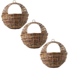 FabFinds Rattan Hanging Basket 31cm 3 Pack