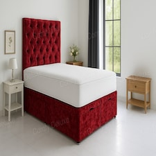 Foot End Opening Red Crushed Velvet Ottoman Bed Superking 6ft Set