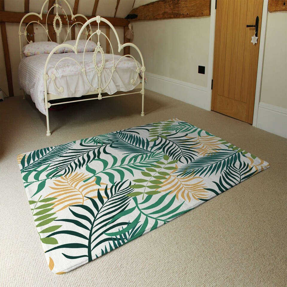 image 1 of Tropical palm leaves (Rug) Green | XL