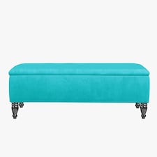 Lisbon Plain 180cm Ottoman Storage Bench - Plush Velvet Shoe Bench - Teal Upholstery Footstool with Storage