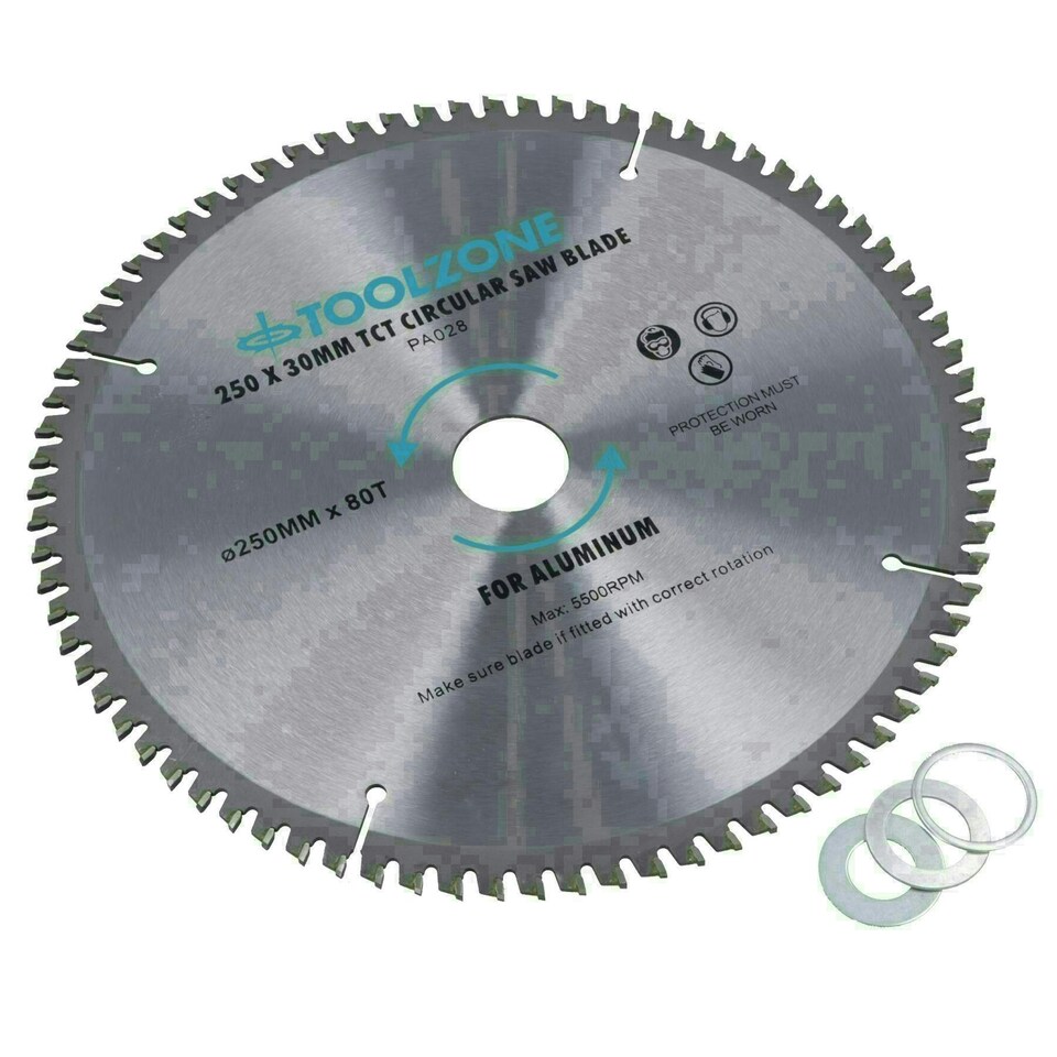 image 1 of 250mm x 30mm TCT Saw Blade 80T / Aluminium Circular Saw With Reducer TE676