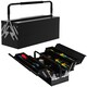 image 1 of DURHAND 3 Tier Metal Toolbox with 5 Tray Carry Handle 56cmx20cmx34cm Black Black | Silver (hinges)