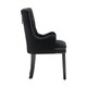 image 3 of Single Velvet Dining Chair with Armrest, Ergonomic Scoop Knockerback & Button Tufted Wood Legs Black