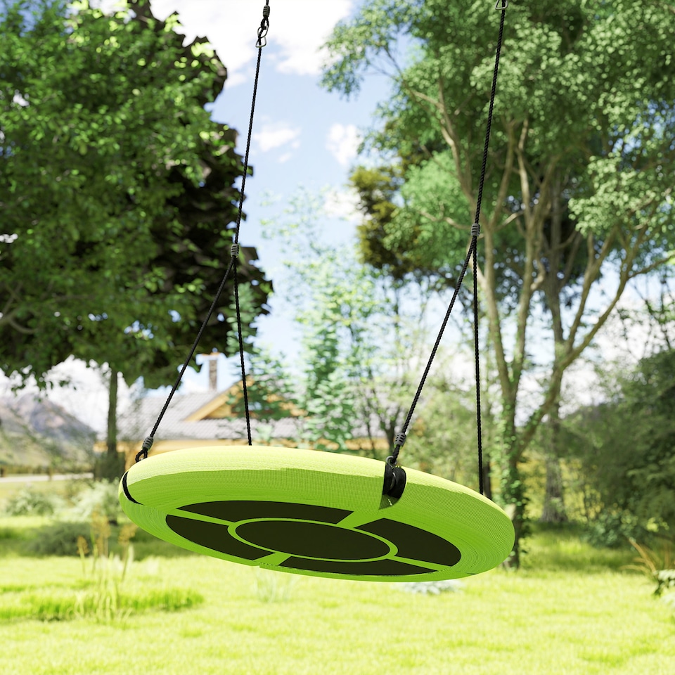 image 1 of AIYAPLAY Nest Swing Set, 100cm Saucer Tree Swing Set for Kids, Green