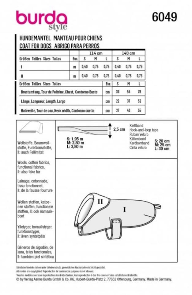 image 1 of Burda 6049 Paper Sewing Pattern – Petss Coats, Size A (S–M–L), Easy