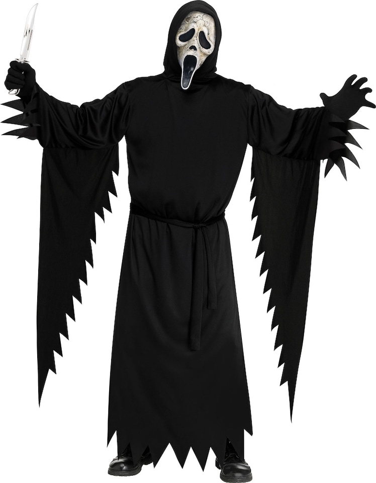 Scream Ghostface Aged Mask Costume Mens Adults Halloween Fancy Dress Costume