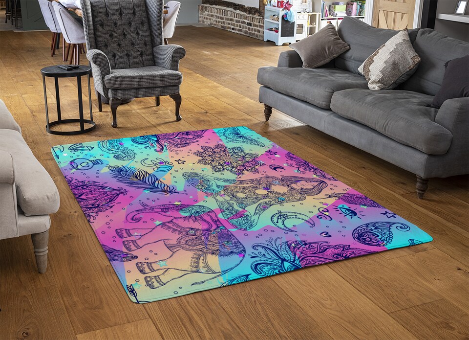 image 1 of Colorful Rainbow Rug | Multi