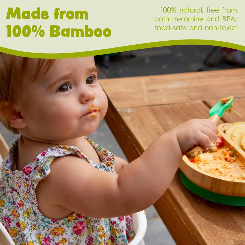 image 1 of Tiny Dining Children's Bamboo Suction Monkey Dinner Set - Orange