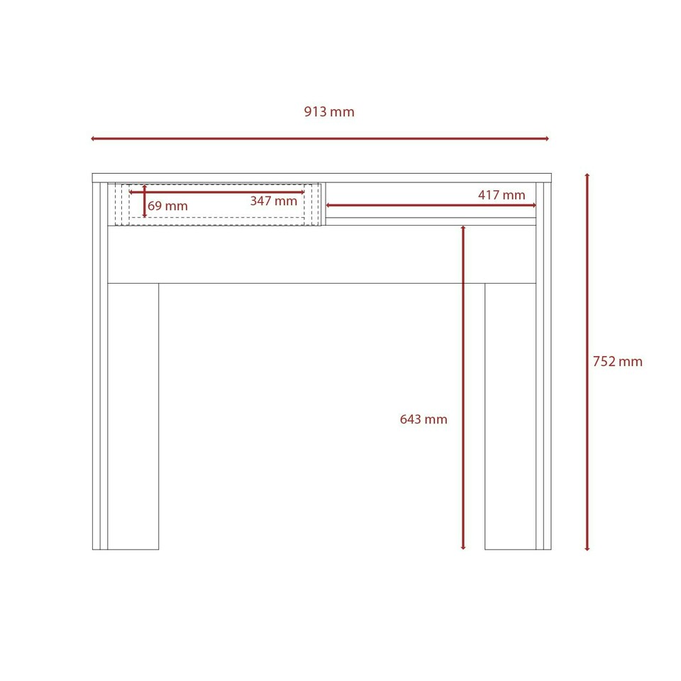 image 1 of Core Products White Dallas Home Office Desk with Drawer, H75.2cm x W91.3cm White