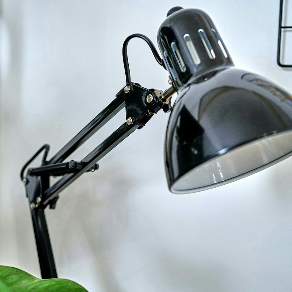 image 1 of ValueLights Retro Designer Style Adjustable Black Metal Bedside Desk Table Lamp