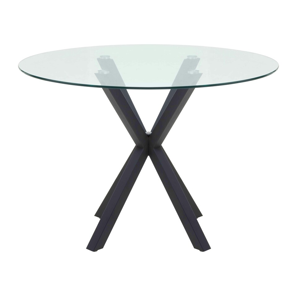image 1 of Interiors By Premier Elegant Glass Top Dining Table With Black Metal Legs, Contemporary Dining Table, Sturdy Modern Table Black