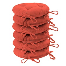 Harbour Housewares Round Garden Chair Seat Cushions - Paprika - Pack of 6 Red