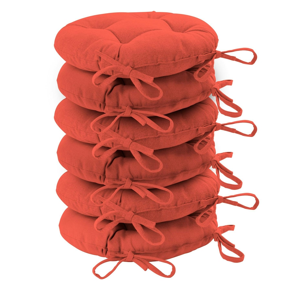 image 1 of Harbour Housewares Round Garden Chair Seat Cushions - Paprika - Pack of 6 Red