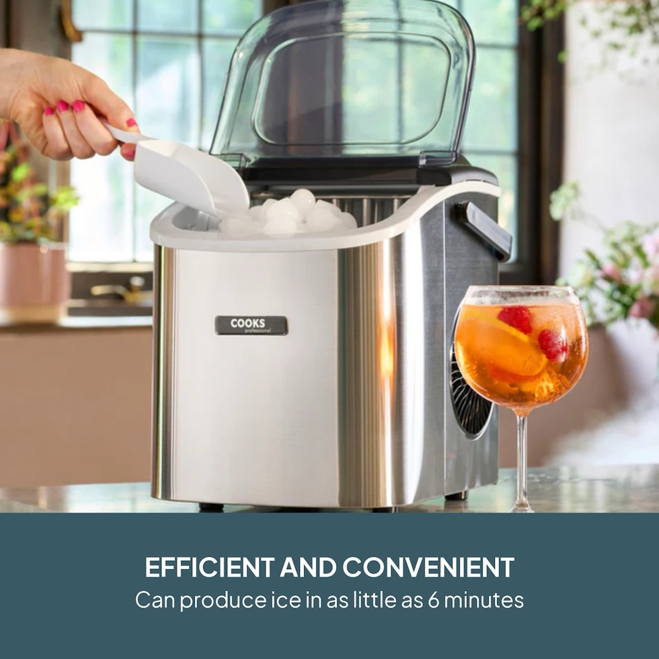 image 1 of Cooks Professional Ice Maker Machine with Scoop & 1.3L Tank - Makes 12KG Per Day | Copper