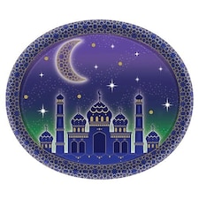 Eid Oval Serving Paper Platter 30cm - Pack of 8