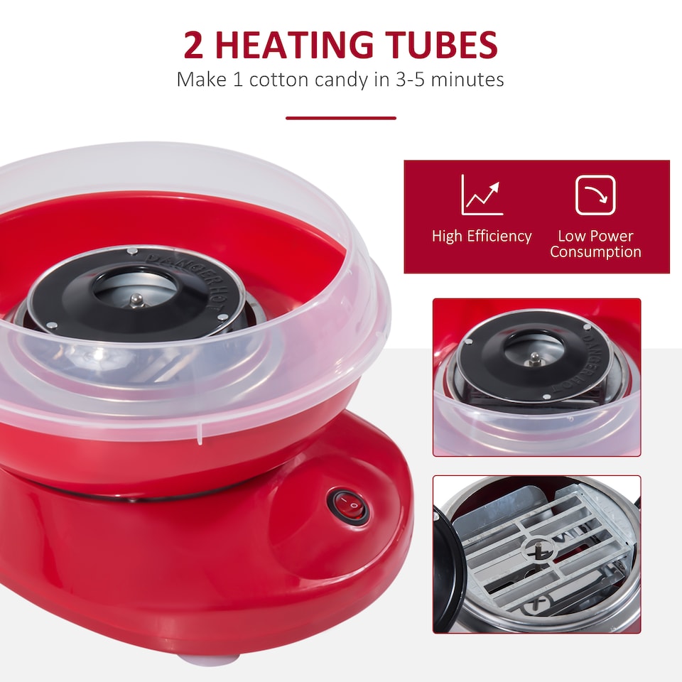 image 1 of HOMCOM Cotton Candy Machine Electric Gadgetry Floss Sugar Equipment Red