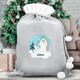 image 2 of Personalised The Snowman and the Snowdog Luxury Silver Grey Pom Pom Sack