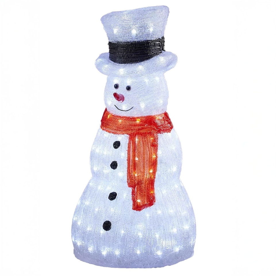 image 1 of Neo Large 70cm Acrylic Light Up Snowman Outdoor Festive Christmas Garden Porch Decoration Display Warm White Bright LEDs Illuminated Weatherproof