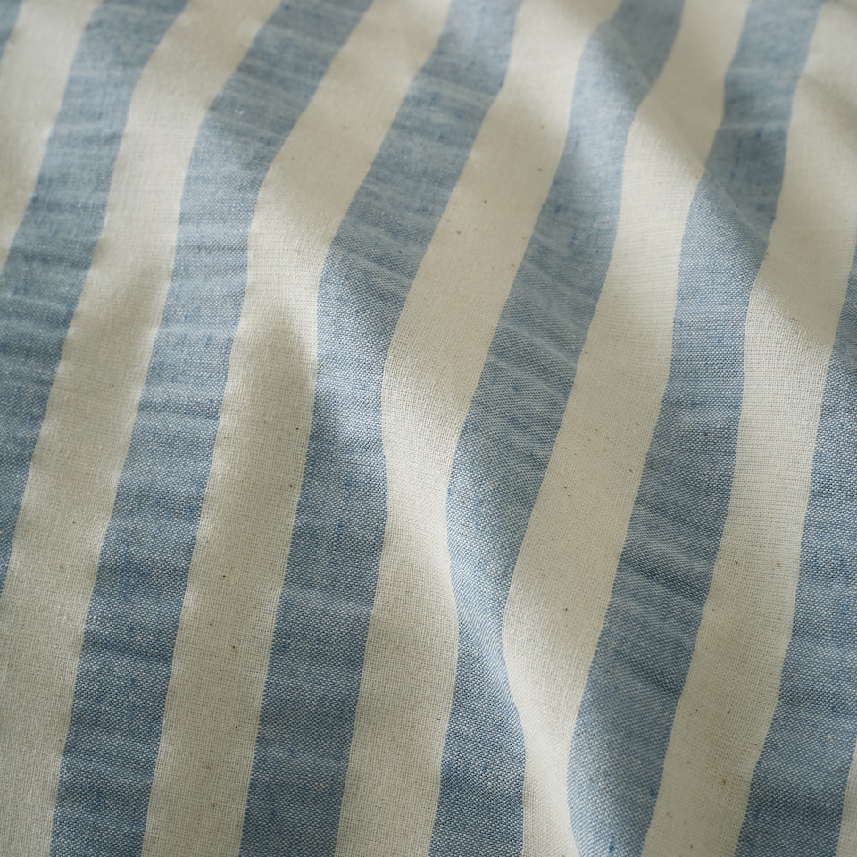 image 1 of Pineapple Elephant Cotton Rich Woven Stripe Duvet Cover Set | Blue | Super King