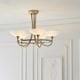 image 4 of Cagney 5 Light Semi Flush Multi Arm Ceiling Light Antique Brass, White Glass, G9