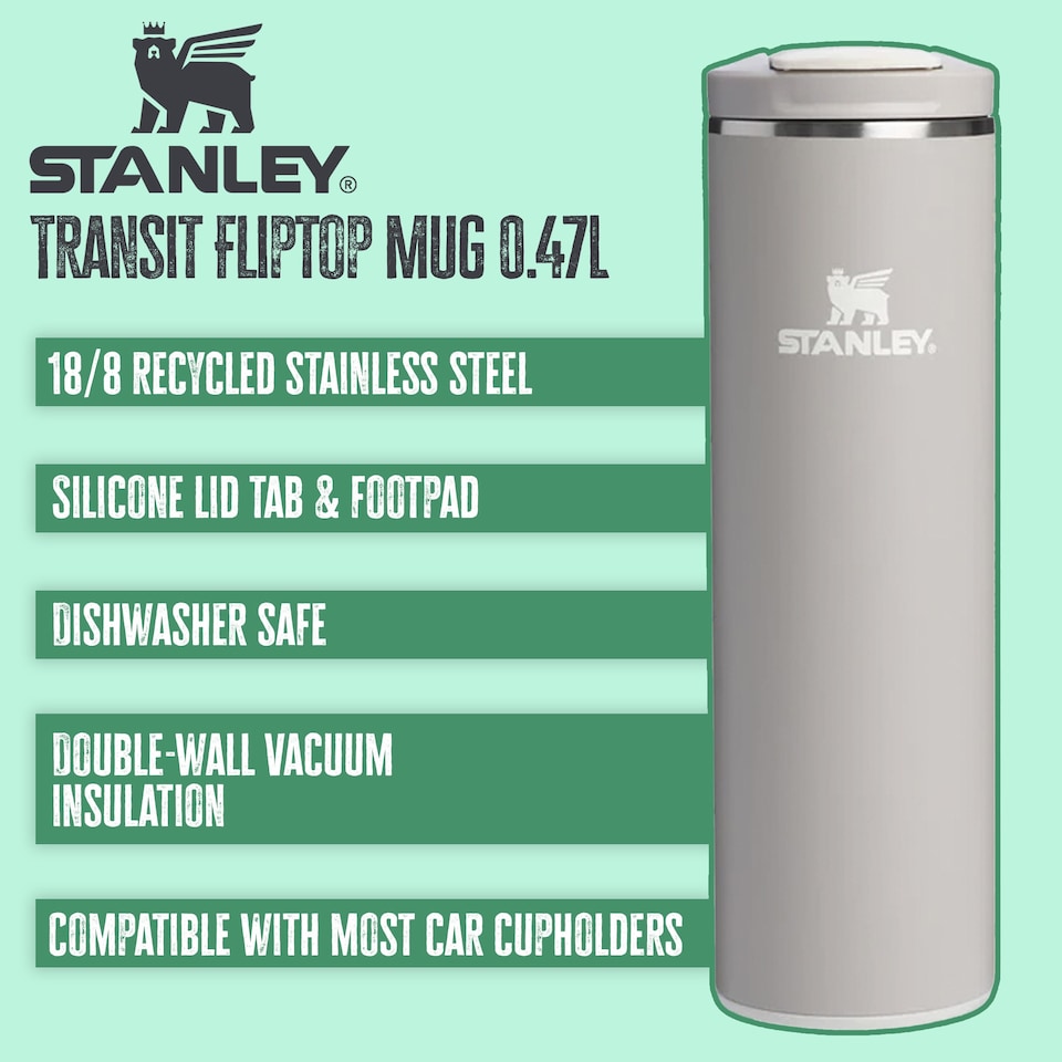 image 1 of 0.47L Insulated Stainless Steel Travel Mug Leakproof Flip Top Lid