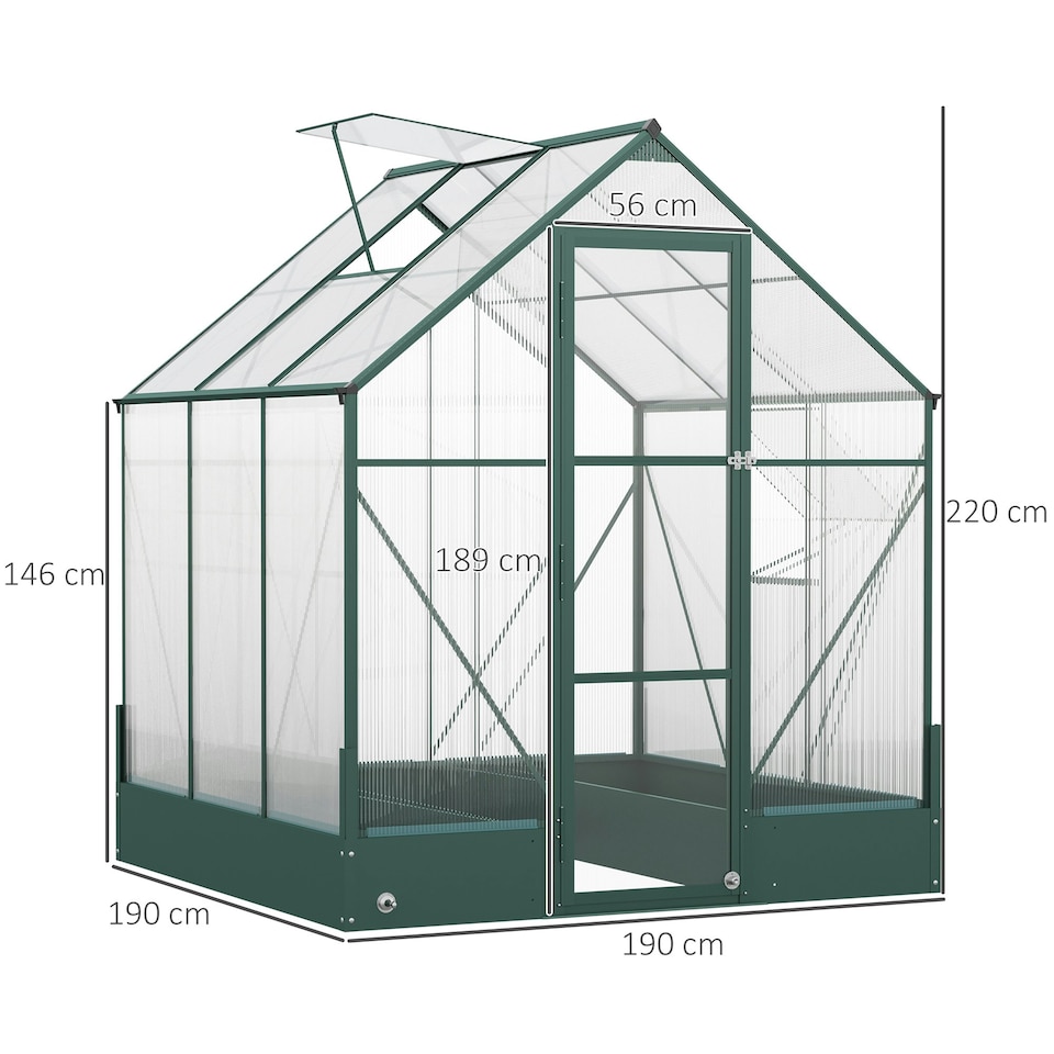 image 1 of Outsunny Walk-in Greenhouse Garden Polycarbonate Aluminium w/ Window