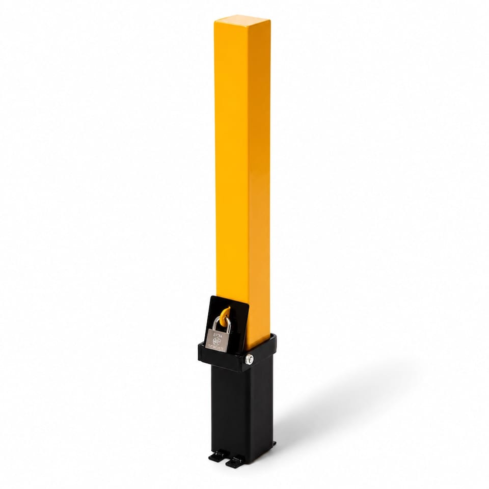 image 1 of Removable Locking Security Post Parking Space Bollard Barrier | Yellow