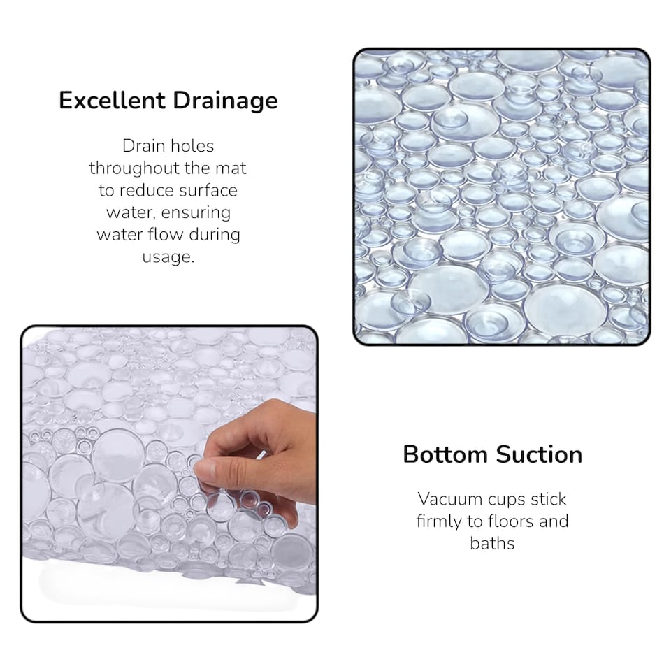 image 1 of Hyrdro Anti Slip Clear PVC Shower Mat 50cm x 50cm | Clear | Clear | 1